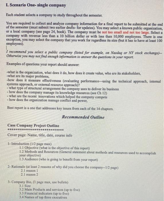 please help, will like. L. Scenario One- single