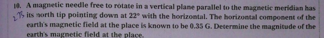 Ji 213 10. A magnetic needle free to rotate in a