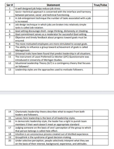 Answer me this ASAP True/False Ser # 1 2 3 4 5 6