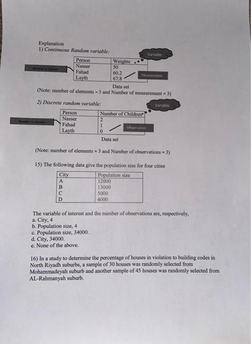 Explanation 1) Continuous Random variable: