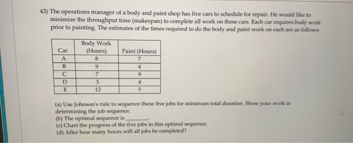 43) The operations manager of a body and paint