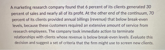 A marketing research company found that 6 percent