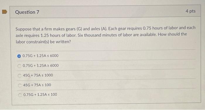 Question 7 - Answer is NOT A! Question 7 Suppose