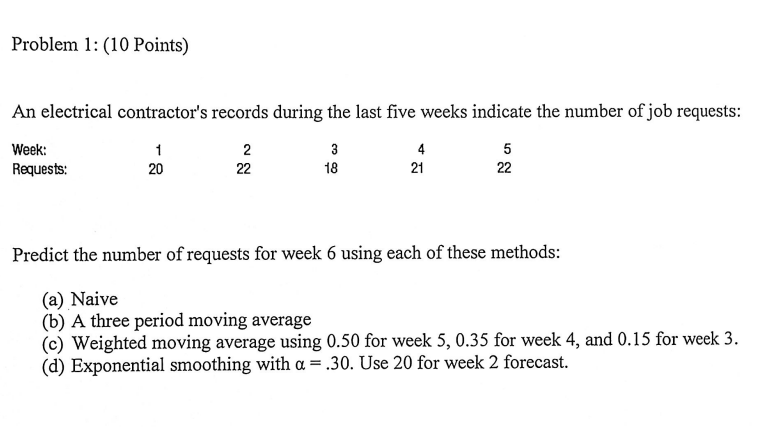 Problem 1: (10 Points) An electrical contractor's