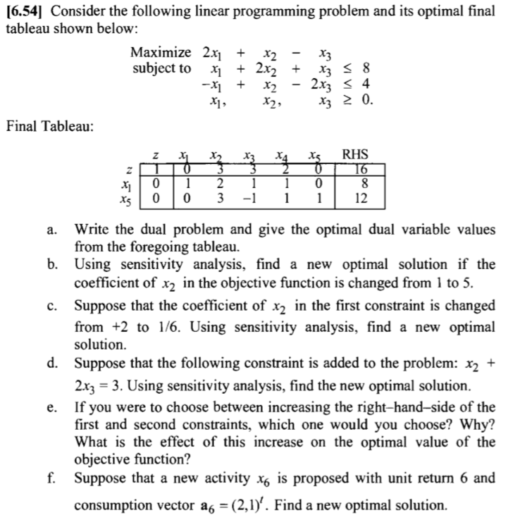 [6.54] Consider the following linear programming