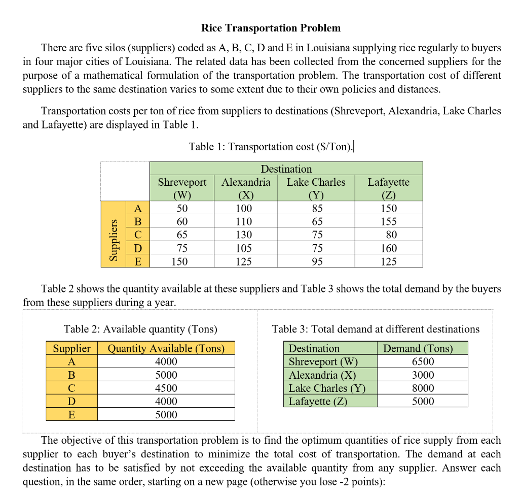 Please use Northwest Corner Method for Q6. The