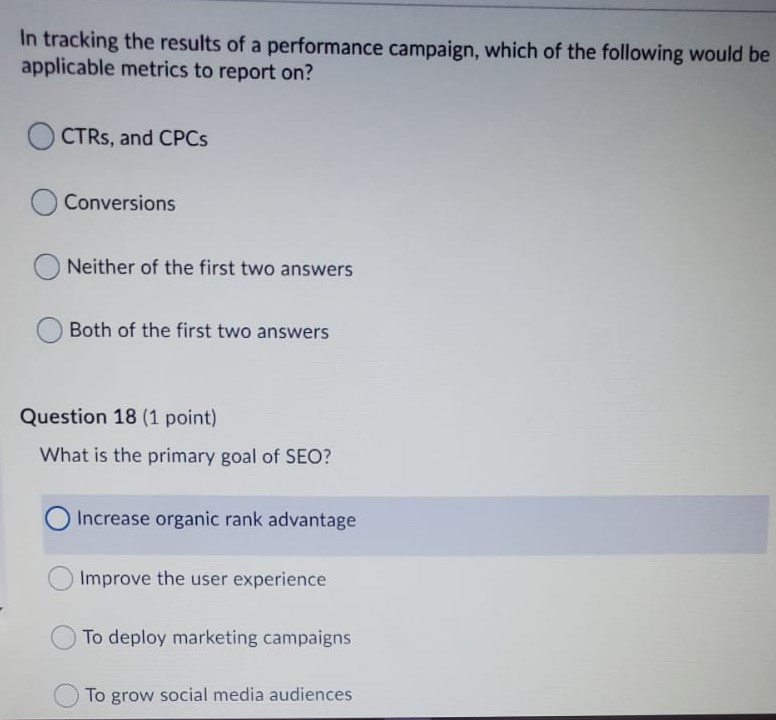 Question 10 (1 point) Saved In most cases, a