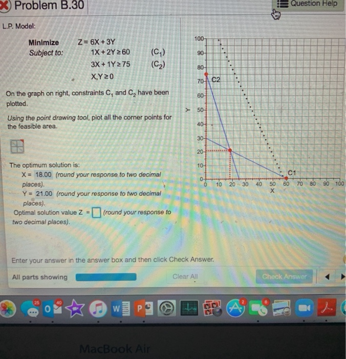 Problem B.30 Question Help L.P. Model: 100