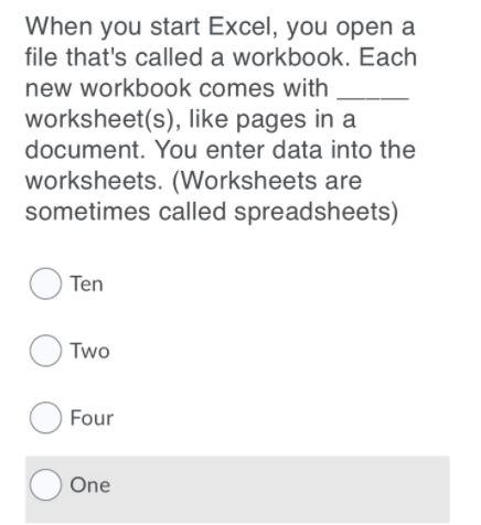 When you start Excel, you open a file that's