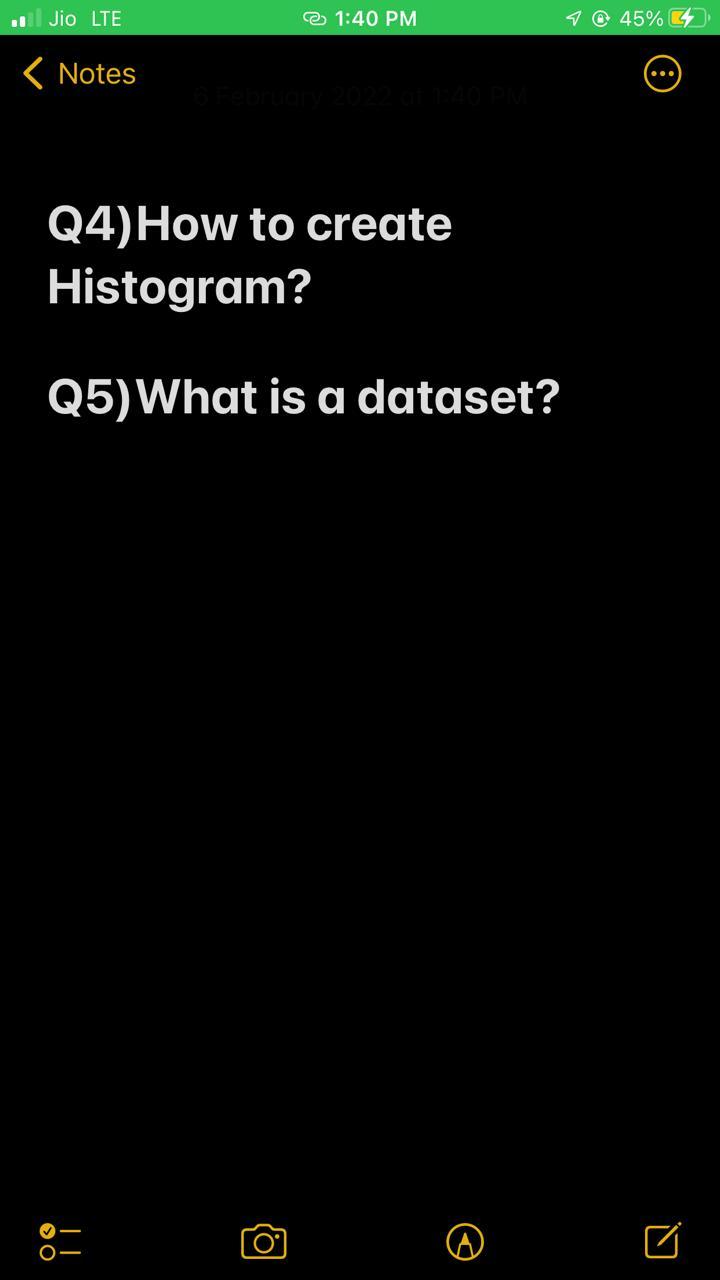Jio LTE 1:40 PM 1 @ 45% G < Notes ... Q4)How to