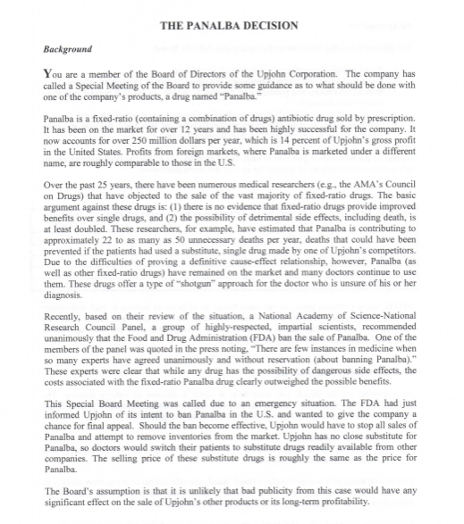 Read the attached case, "The Panalba Decision."