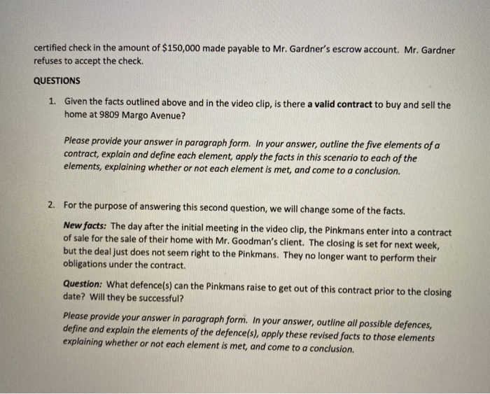 FACT PATTERN Mr. and Mrs. Pinkman, are the fee