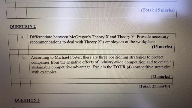 Operations Management (Total: 25 marks) QUESTION