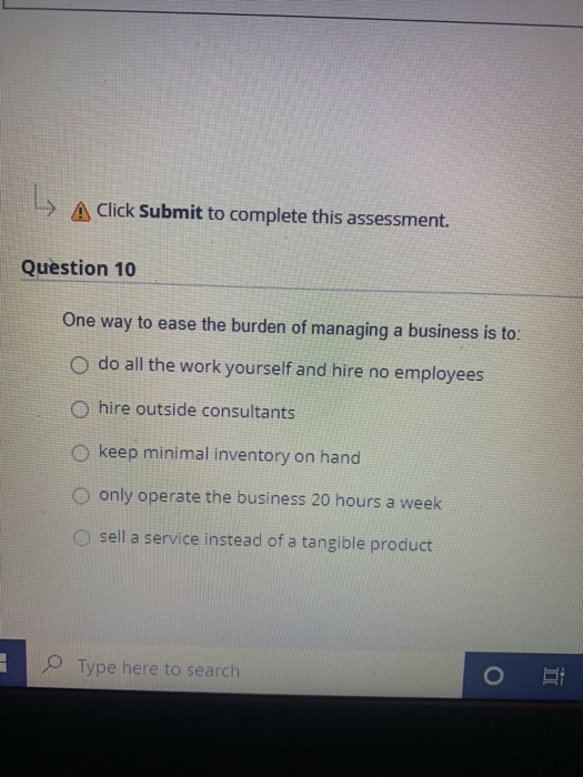 LE A Click Submit to complete this assessment.