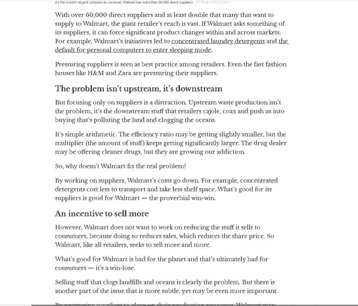 1. However, Walmart does not want to work on