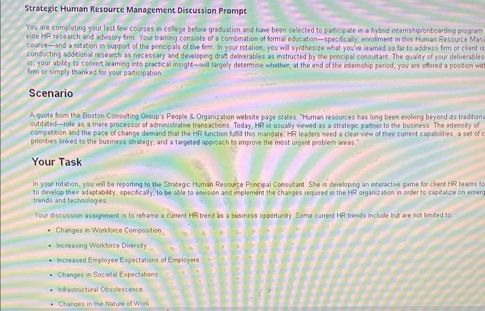 can someone help with this task? Strategic Human