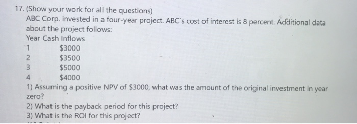 1 17. (Show your work for all the questions) ABC