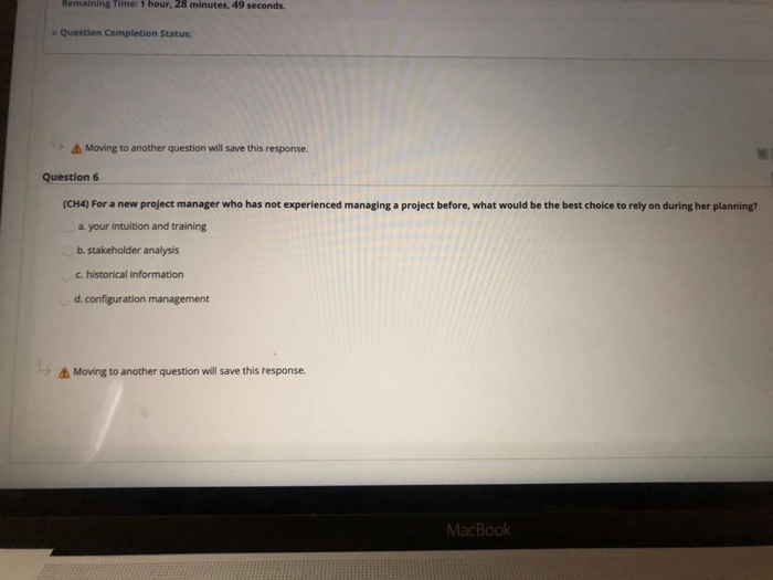 Moving to another question will save this