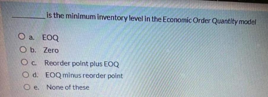 is the minimum inventory level in the Economic
