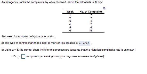 LCL = ____ complaints per week (round your