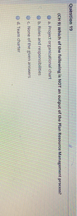 Question 17 (CH 9) In team development ladder