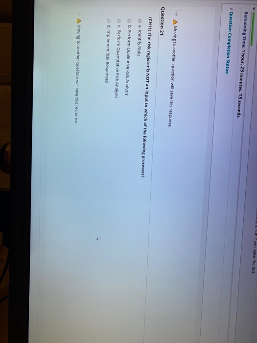 e un if you leave the test. Remaining Time: 1