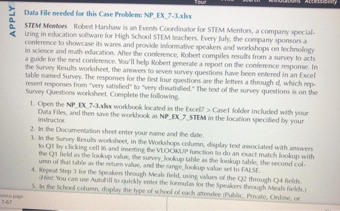 Tour ccessibility APPLY Data File needed for this