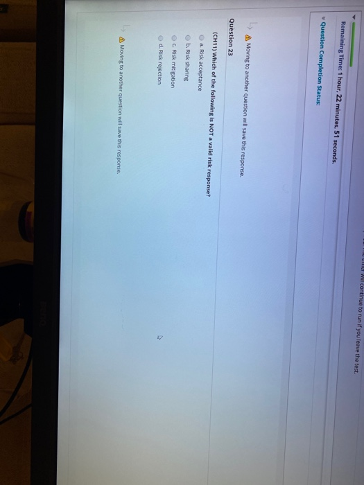 e un if you leave the test. Remaining Time: 1