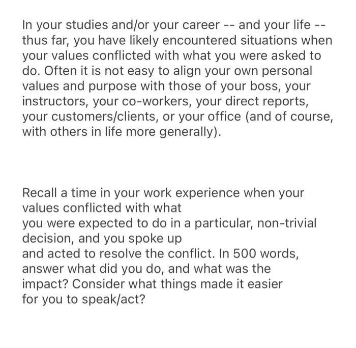 In your studies and/or your career and your life