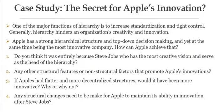 Case Study: The Secret for Apple's Innovation?