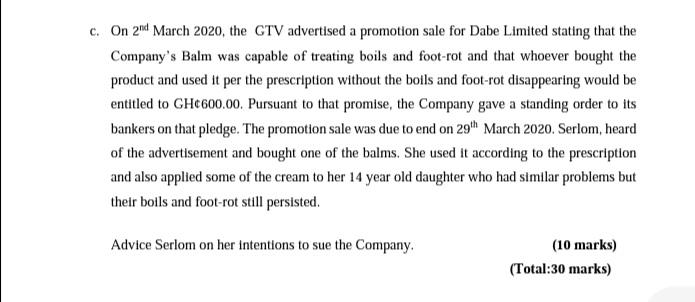 c. On 21 March 2020, the GTV advertised a