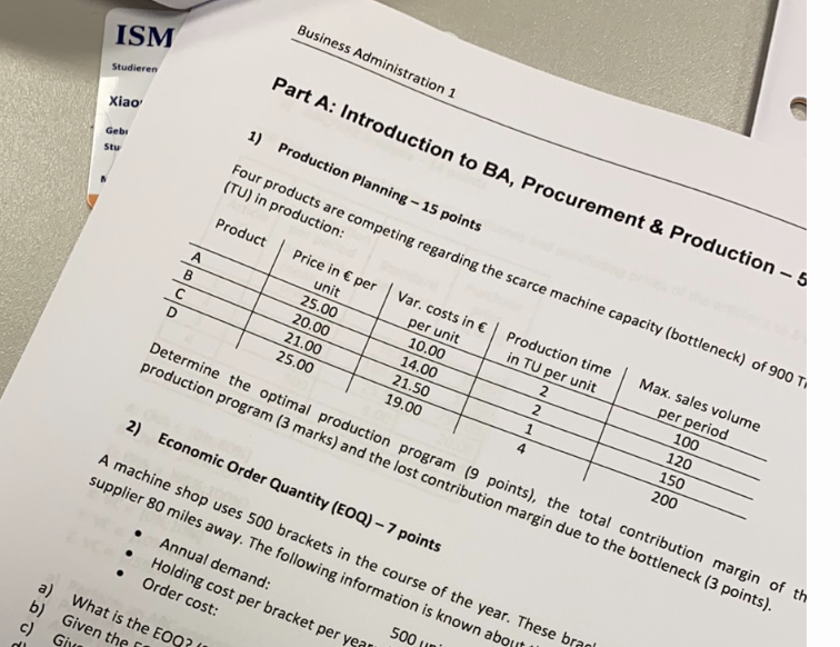 Business Administration 1 Part A: Introduction to