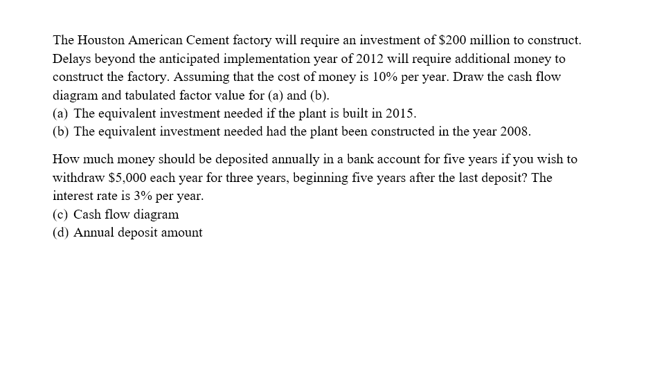 The Houston American Cement factory will require