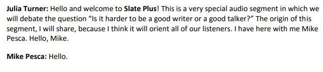 Read the article "The Great Writing vs. Talking