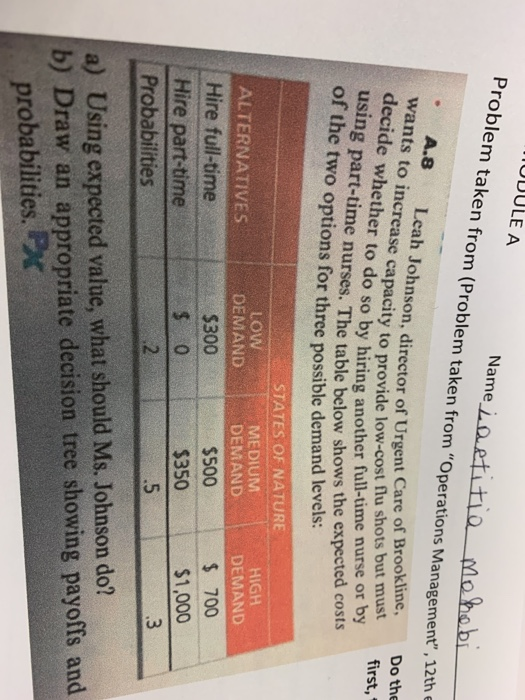MUDULE A Problem taken from (Problem taker Name