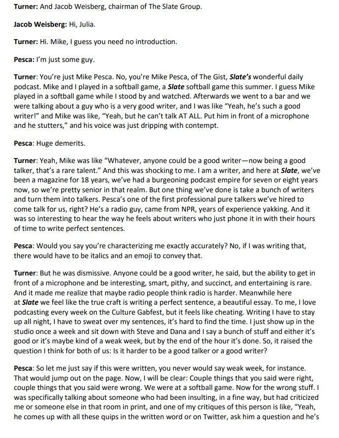 Read the article "The Great Writing vs. Talking