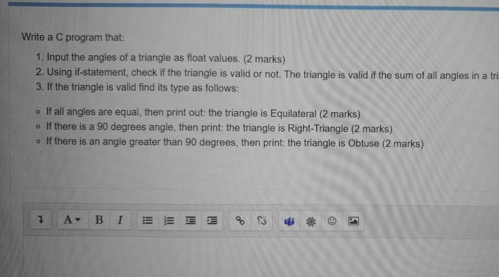 plese quiqly Write a C program that: 1. Input the