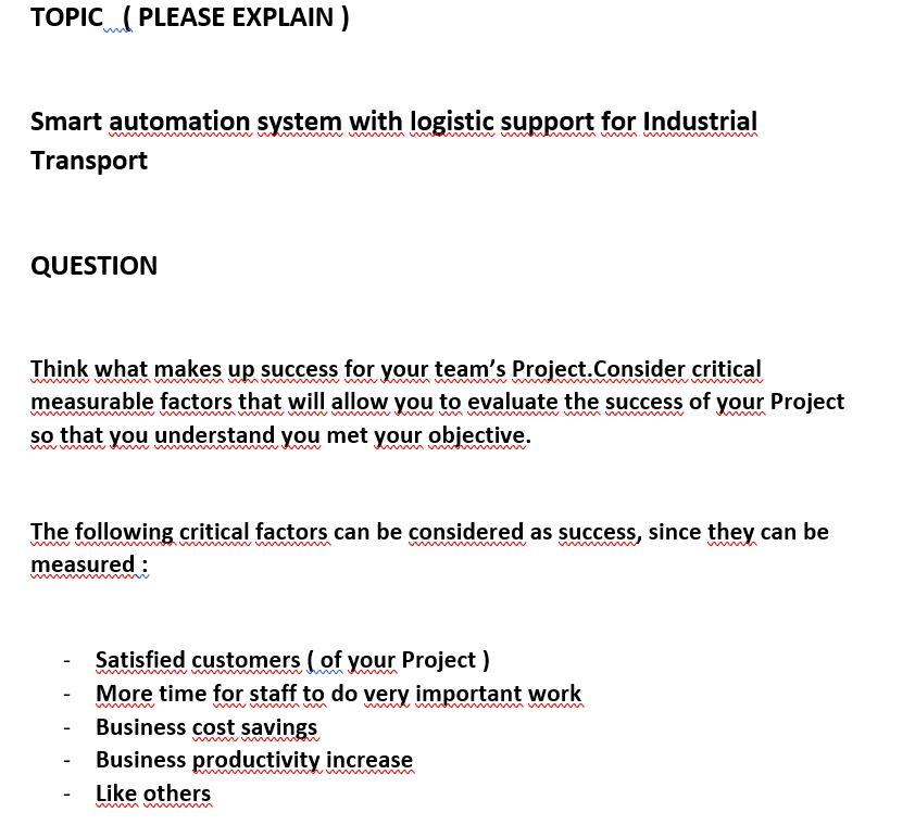TOPIC (PLEASE EXPLAIN) Smart automation system