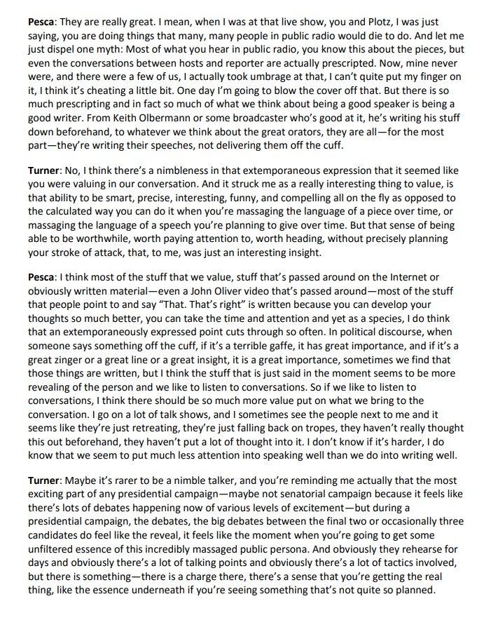 Read the article "The Great Writing vs. Talking