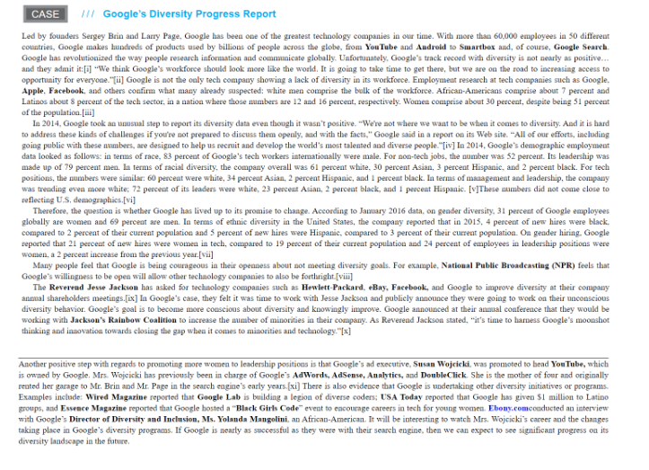 CASE /// Google's Diversity Progress Report Led
