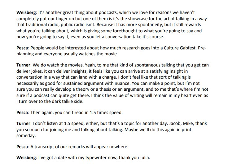 Read the article "The Great Writing vs. Talking