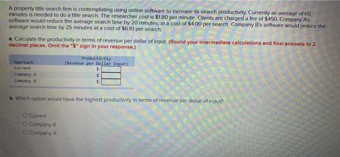 A property title search firm is contemplating