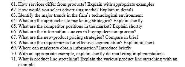 Answer all questions , please 61. How services