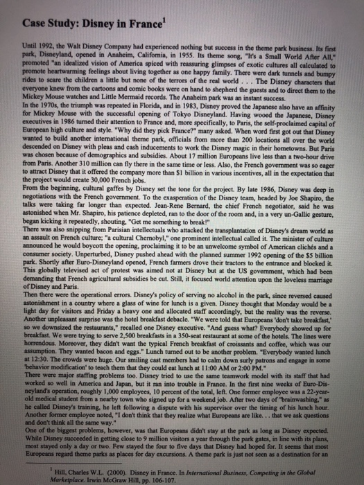 1. What assumptions did Disney make about the