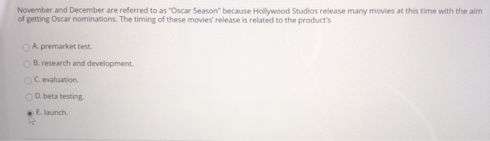 November and December are referred to as "Oscar