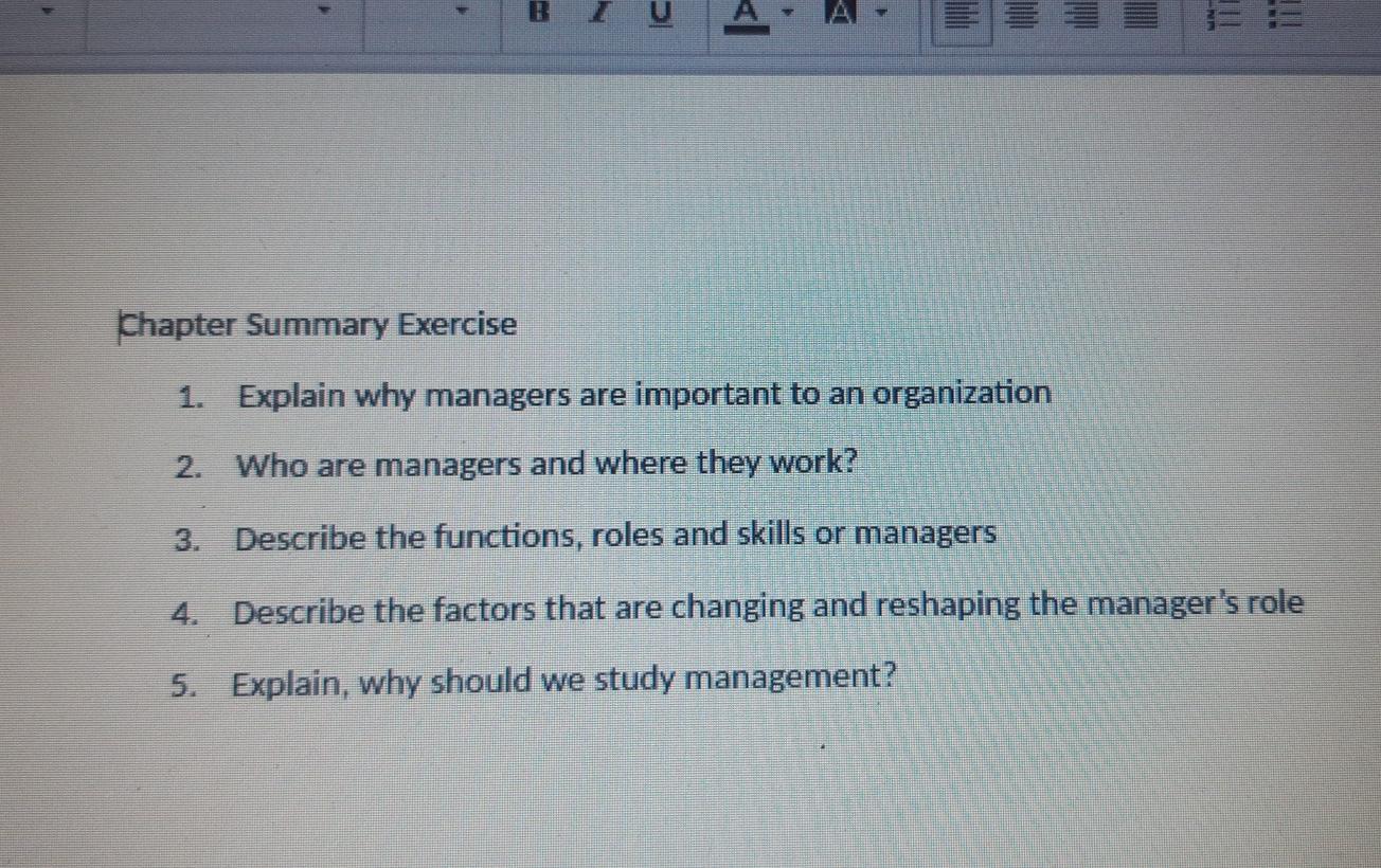 C TIE TIE Chapter Summary Exercise 1. Explain why