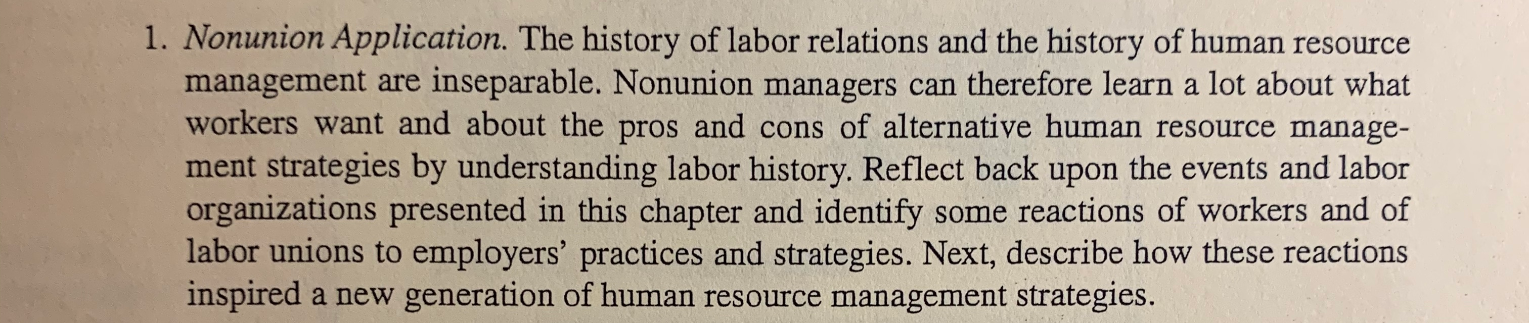 1. Nonunion Application. The history of labor