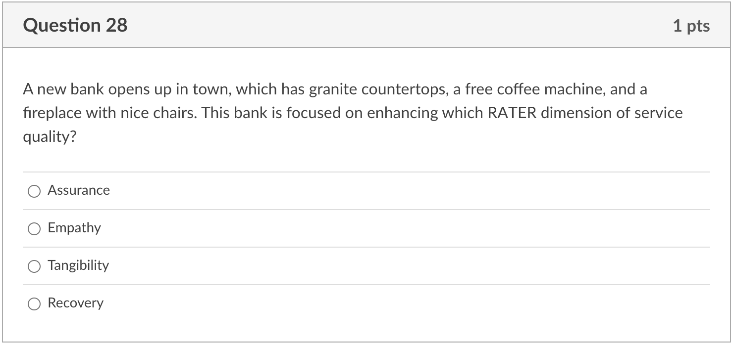 Question 28 1 pts A new bank opens up in town,