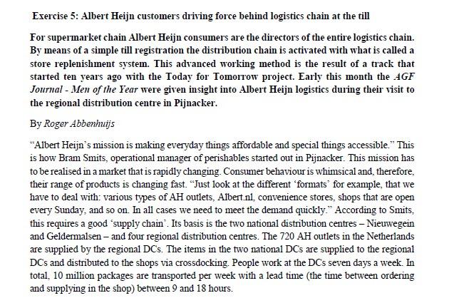 Operation management Exercise 5: Albert Heijn