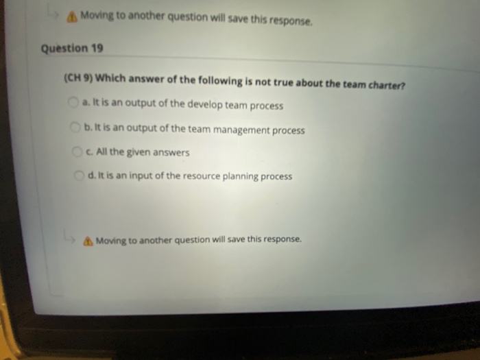 Moving to another question will save this